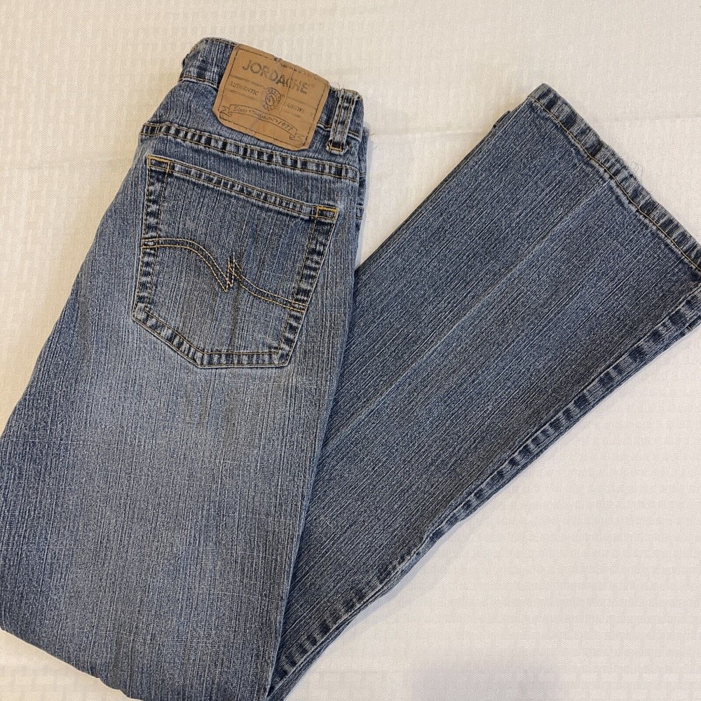 Jordache Low Rise Stretch Jeans Juniors 7/8 Medium Blue Denim Bootcut